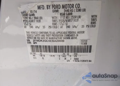 2014 Ford Edge Se from USA, damaged, VIN 2FMDK3GC5EBA29699